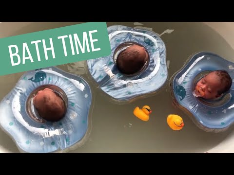 Triplet Bath Time Routine | Head Floats for Babies | Fun Videos of Triplets